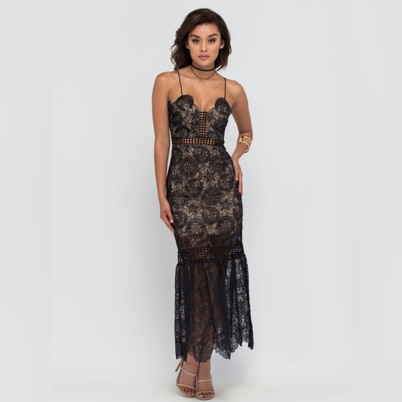 Lulu's Underneath The Stars Black Embroidered Midi Dress - Picture 3 of 16